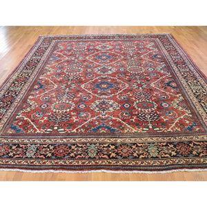 10'10"x13'8" Terracotta Antique Persian Mahal Good Condition With Some Wear Clean Hand Knotted Oriental Rug FWR356100