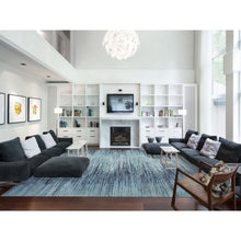 Load image into Gallery viewer, 10&#39;1&quot;x14&#39;1&quot; Blue Oceanic Pure Wool Horizontal Ombre Design Hand Knotted Oriental Rug FWR356136
