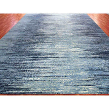 Load image into Gallery viewer, 10&#39;1&quot;x14&#39;1&quot; Blue Oceanic Pure Wool Horizontal Ombre Design Hand Knotted Oriental Rug FWR356136