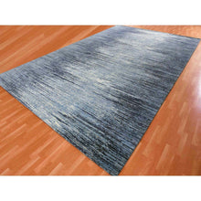 Load image into Gallery viewer, 10&#39;1&quot;x14&#39;1&quot; Blue Oceanic Pure Wool Horizontal Ombre Design Hand Knotted Oriental Rug FWR356136