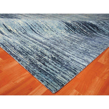 Load image into Gallery viewer, 10&#39;1&quot;x14&#39;1&quot; Blue Oceanic Pure Wool Horizontal Ombre Design Hand Knotted Oriental Rug FWR356136