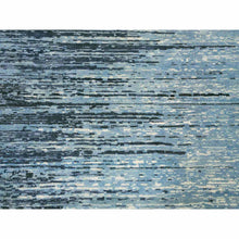 Load image into Gallery viewer, 10&#39;1&quot;x14&#39;1&quot; Blue Oceanic Pure Wool Horizontal Ombre Design Hand Knotted Oriental Rug FWR356136