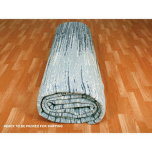 Load image into Gallery viewer, 10&#39;1&quot;x14&#39;1&quot; Blue Oceanic Pure Wool Horizontal Ombre Design Hand Knotted Oriental Rug FWR356136