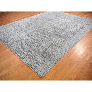 9'x12'1" The Lost Branches, Silk With Textured Wool Hand Knotted Oriental Rug FWR356214