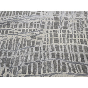 9'x12'1" The Lost Branches, Silk With Textured Wool Hand Knotted Oriental Rug FWR356214