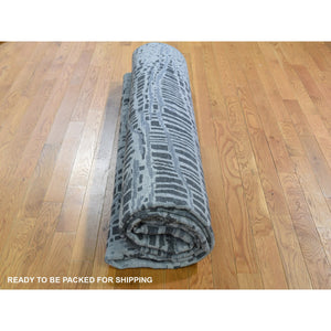 9'x12'1" The Lost Branches, Silk With Textured Wool Hand Knotted Oriental Rug FWR356214