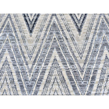 Load image into Gallery viewer, 8&#39;9&quot;x12&#39;2&quot; Ivory Chevron Design Textured Wool And Pure Silk Hand Knotted Oriental Rug FWR356622
