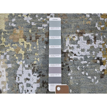 Load image into Gallery viewer, 12&#39;x18&#39;2&quot; Oversized Gray With Gold Abstract Design Denser Weave Wool And Silk Hand Knotted Oriental Rug FWR356628