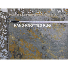 Load image into Gallery viewer, 12&#39;x18&#39;2&quot; Oversized Gray With Gold Abstract Design Denser Weave Wool And Silk Hand Knotted Oriental Rug FWR356628