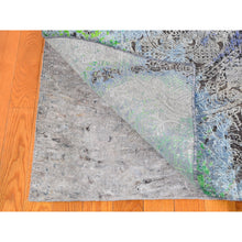 Load image into Gallery viewer, 9&#39;x12&#39;6&quot; Greens Diminishing Coins, Sari Silk With Textured Wool Hand Knotted Oriental Rug FWR356754