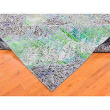 Load image into Gallery viewer, 9&#39;x12&#39;6&quot; Greens Diminishing Coins, Sari Silk With Textured Wool Hand Knotted Oriental Rug FWR356754