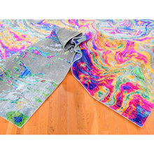 Load image into Gallery viewer, 9&#39;10&quot;x13&#39;7&quot; The Lava, Colorful Hand Knotted Sari Silk With Textured Wool Oriental Rug FWR356820
