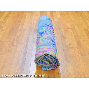 9'10"x13'7" The Lava, Colorful Hand Knotted Sari Silk With Textured Wool Oriental Rug FWR356820