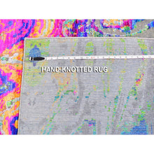 Load image into Gallery viewer, 9&#39;10&quot;x13&#39;7&quot; The Lava, Colorful Hand Knotted Sari Silk With Textured Wool Oriental Rug FWR356820