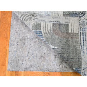 4'x10'2" The Intertwined Passage, Hand Knotted Wide Runner Silk With Textured Wool Oriental Rug FWR356892