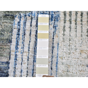 4'x10'2" The Intertwined Passage, Hand Knotted Wide Runner Silk With Textured Wool Oriental Rug FWR356892