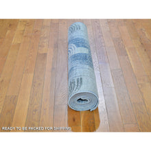 Load image into Gallery viewer, 4&#39;x10&#39;2&quot; The Intertwined Passage, Hand Knotted Wide Runner Silk With Textured Wool Oriental Rug FWR356892