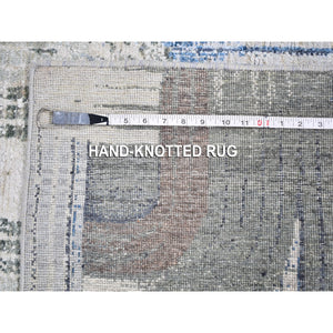 4'x10'2" The Intertwined Passage, Hand Knotted Wide Runner Silk With Textured Wool Oriental Rug FWR356892