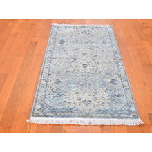Load image into Gallery viewer, 2&#39;5&quot;x5&#39;10&quot; Ivory Distressed Oushak Pure Silk With Textured Wool Hand Knotted Runner Oriental Rug FWR356904