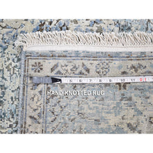 Load image into Gallery viewer, 2&#39;5&quot;x5&#39;10&quot; Ivory Distressed Oushak Pure Silk With Textured Wool Hand Knotted Runner Oriental Rug FWR356904