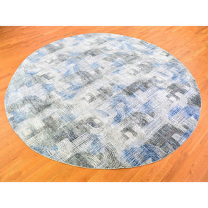 12'x12' The Intertwined Passage, Round Silk With Textured Wool Hand Knotted Oriental Rug FWR356946