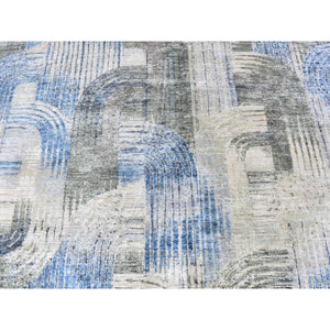 12'x12' The Intertwined Passage, Round Silk With Textured Wool Hand Knotted Oriental Rug FWR356946