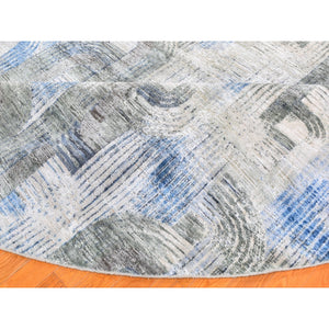 12'x12' The Intertwined Passage, Round Silk With Textured Wool Hand Knotted Oriental Rug FWR356946