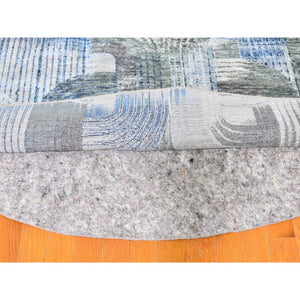 12'x12' The Intertwined Passage, Round Silk With Textured Wool Hand Knotted Oriental Rug FWR356946