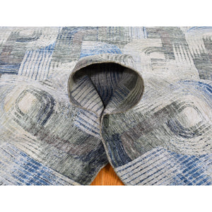 8'x10'2" The Intertwined Passage, Silk With Textured Wool Hand Knotted Oriental Rug FWR356970