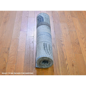 2'6"x8'6" The Intertwined Passage, Silk With Textured Wool Hand Knotted Runner Oriental Rug FWR356988