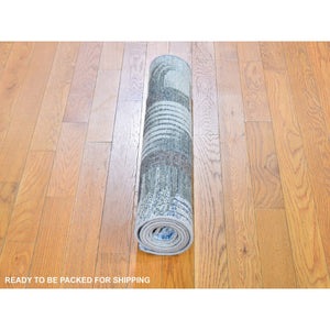 2'8"x6'1" The Intertwined Passage, Hand Knotted Silk With Textured Wool Runner Oriental Rug FWR356994