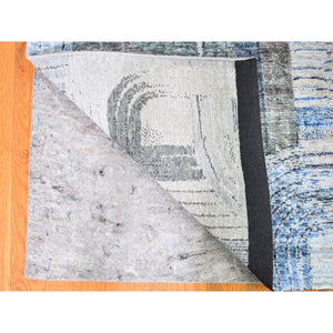 2'7"x12' THE INTERTWINED PASSAGE, Silk with Textured Wool Hand Knotted Runner Oriental Rug FWR357024