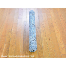 Load image into Gallery viewer, 3&#39;x5&#39; Ivory Distressed Oushak Pure Silk With Textured Wool Hand Knotted Oriental Rug FWR357030