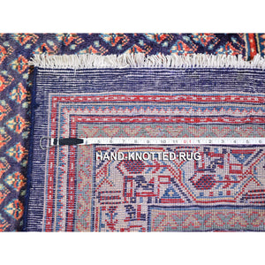 6'1"x11'4" Navy Blue Semi Antique Seraband All Over Botteh Design Pure Wool Hand Knotted Wide Runner Oriental Rug FWR357054