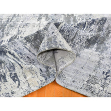 Load image into Gallery viewer, 9&#39;x12&#39; Ivory Wool With Real Silk Abstract Design Denser Weave Hi-low Pile Hand Knotted Oriental Rug FWR357108