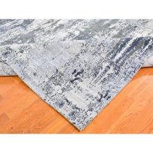Load image into Gallery viewer, 9&#39;x12&#39; Ivory Wool With Real Silk Abstract Design Denser Weave Hi-low Pile Hand Knotted Oriental Rug FWR357108