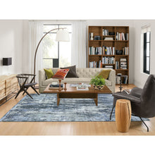 Load image into Gallery viewer, 6&#39;x9&#39;3&quot; Ivory Abstract Design Denser Weave Wool With Real Silk Hi-low Pile Hand Knotted Oriental Rug FWR357114