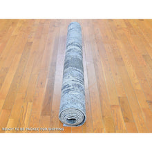 Load image into Gallery viewer, 6&#39;x9&#39;3&quot; Ivory Abstract Design Denser Weave Wool With Real Silk Hi-low Pile Hand Knotted Oriental Rug FWR357114