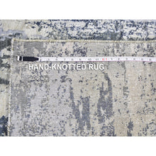 Load image into Gallery viewer, 6&#39;x9&#39;3&quot; Ivory Abstract Design Denser Weave Wool With Real Silk Hi-low Pile Hand Knotted Oriental Rug FWR357114