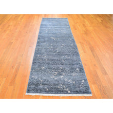 Load image into Gallery viewer, 3&#39;x11&#39;9&quot; Dark Grey Hand Knotted Art Silk Modern Wide Runner Oriental Rug FWR357120