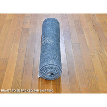 Load image into Gallery viewer, 3&#39;x11&#39;9&quot; Dark Grey Hand Knotted Art Silk Modern Wide Runner Oriental Rug FWR357120