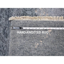 Load image into Gallery viewer, 3&#39;x12&#39; Gray with Pastel Color Shades, Modern Design, Pure Silk, Shaved Low, Hand Knotted, Runner, Oriental Rug FWR453942