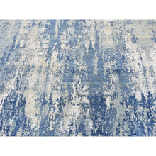 Load image into Gallery viewer, 8&#39;1&quot;x10&#39;1&quot; Blue Abstract Design Wool And Real Silk Oval Hand Knotted Oriental Rug FWR357126