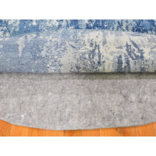 Load image into Gallery viewer, 8&#39;1&quot;x10&#39;1&quot; Blue Abstract Design Wool And Real Silk Oval Hand Knotted Oriental Rug FWR357126