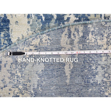 Load image into Gallery viewer, 8&#39;1&quot;x10&#39;1&quot; Blue Abstract Design Wool And Real Silk Oval Hand Knotted Oriental Rug FWR357126