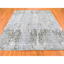 Load image into Gallery viewer, 8&#39;x10&#39;2&quot; Ivory Wool With Real Silk Abstract Design Denser Weave Hi-low Pile Hand Knotted Oriental Rug FWR357144