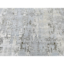 Load image into Gallery viewer, 8&#39;x10&#39;2&quot; Ivory Wool With Real Silk Abstract Design Denser Weave Hi-low Pile Hand Knotted Oriental Rug FWR357144