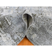 Load image into Gallery viewer, 8&#39;x10&#39;2&quot; Ivory Wool With Real Silk Abstract Design Denser Weave Hi-low Pile Hand Knotted Oriental Rug FWR357144