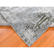 Load image into Gallery viewer, 8&#39;x10&#39;2&quot; Ivory Wool With Real Silk Abstract Design Denser Weave Hi-low Pile Hand Knotted Oriental Rug FWR357144