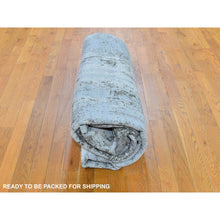 Load image into Gallery viewer, 8&#39;x10&#39;2&quot; Ivory Wool With Real Silk Abstract Design Denser Weave Hi-low Pile Hand Knotted Oriental Rug FWR357144